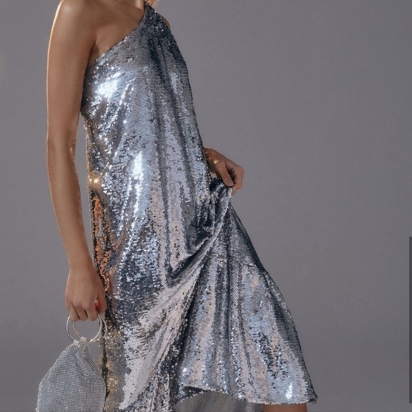 Maeve Anthropologie Sequin One Shoulder Dress - Picture 3 of 15